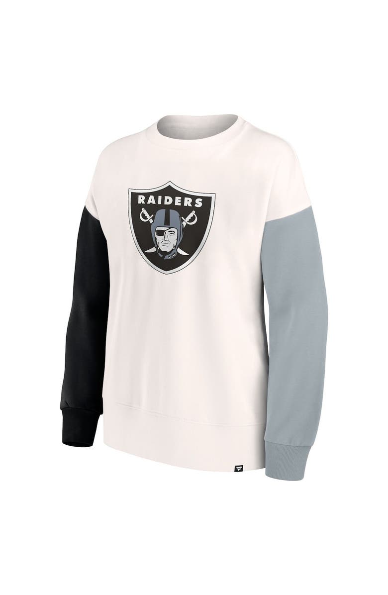 FANATICS Women's Fanatics Branded White Las Vegas Raiders Colorblock Primary Logo Pullover Sweatshirt, Alternate, color, White