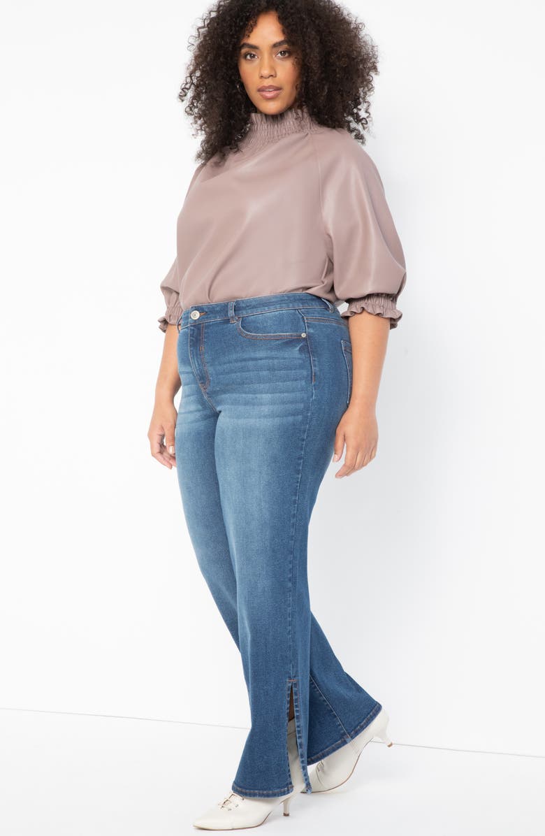 ELOQUII Slit Hem Jeans, Alternate, color,