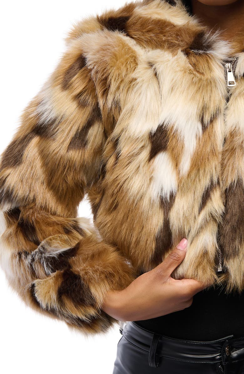 AZALEA WANG Fennec Faux Fur Hooded Crop Jacket, Alternate, color, 