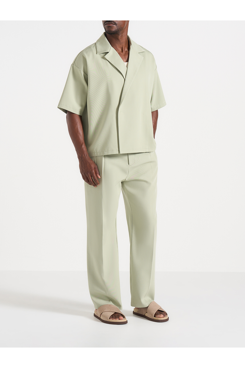 Abel Boxy Tailored Double Breasted Shirt, Main, color, Sage