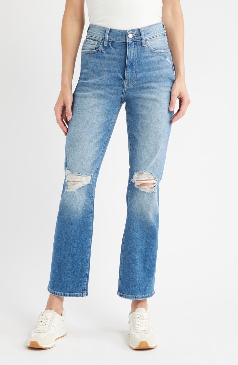 WARP+WEFT ASE Ripped High Waist Straight Leg Jeans, Main, color, Dust It Off