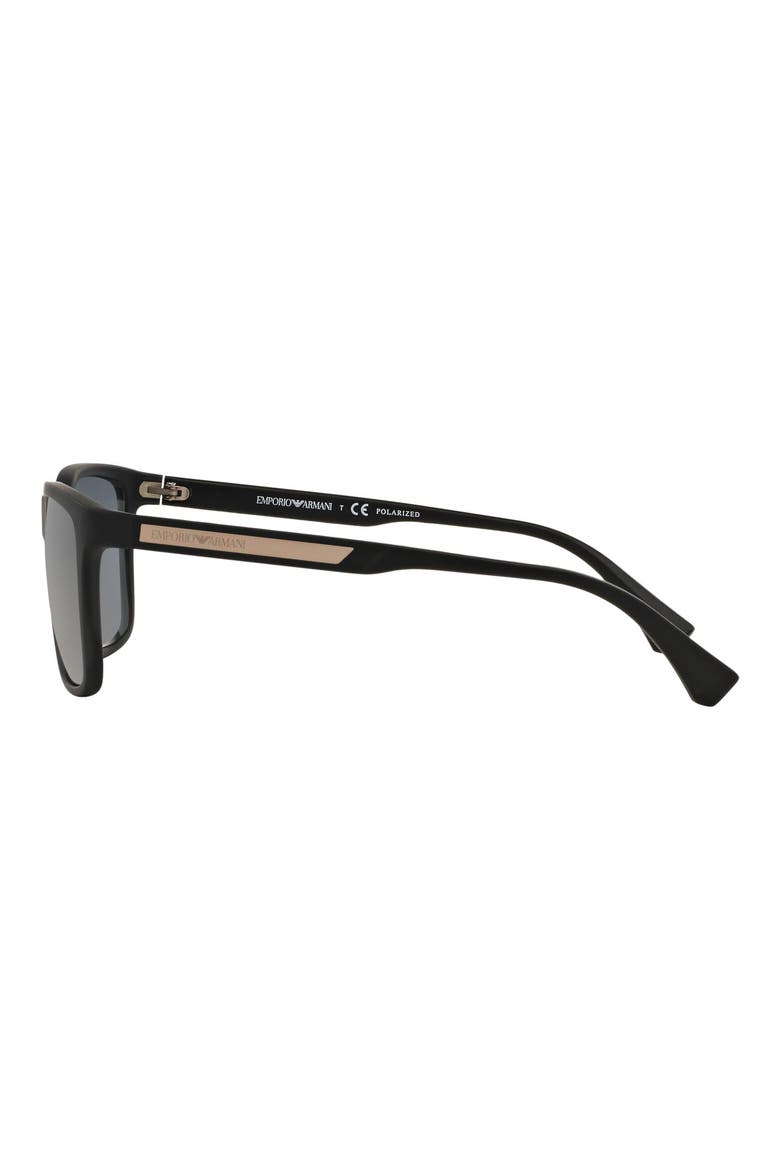 56mm Polarized Square Sunglasses, Alternate, color, BLACK