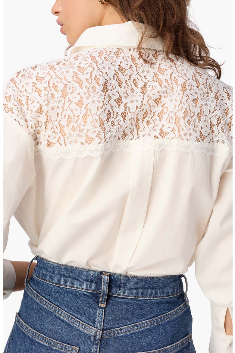 Silas Lace Yoke Cotton Poplin Shirt, Alternate, color, MACADAMIA