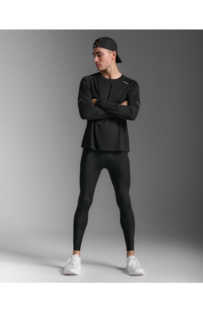 2XU Aero Mesh Compression Tights, Alternate, color, Black/Silver Reflective