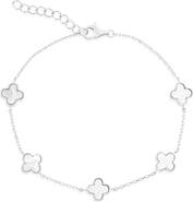 SIMONA Mother-of-Pearl Clover Station Chain Anklet