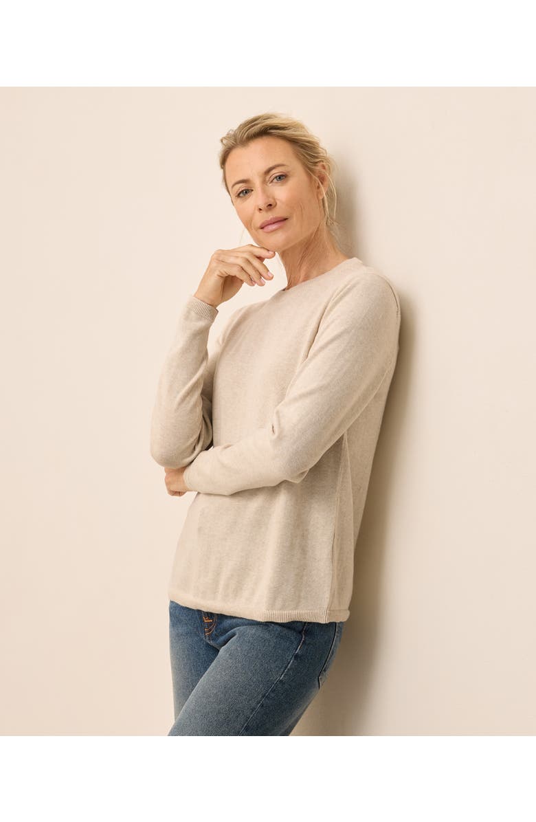Pact Organic Cotton Classic Fine Knit Crew Sweater, Alternate, color, Sandshell Heather