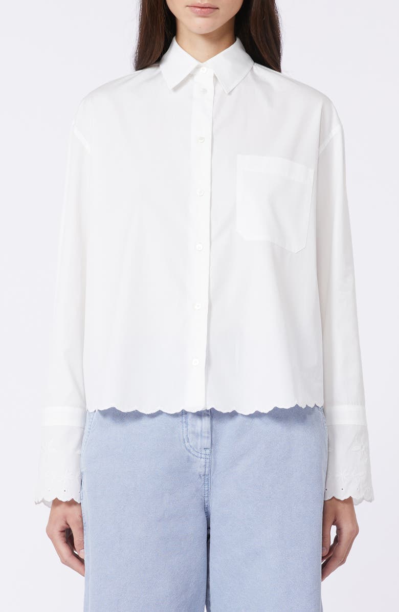 Weekend Max Mara Neutro Eyelet Button-Up Shirt, Main, color, Ivory