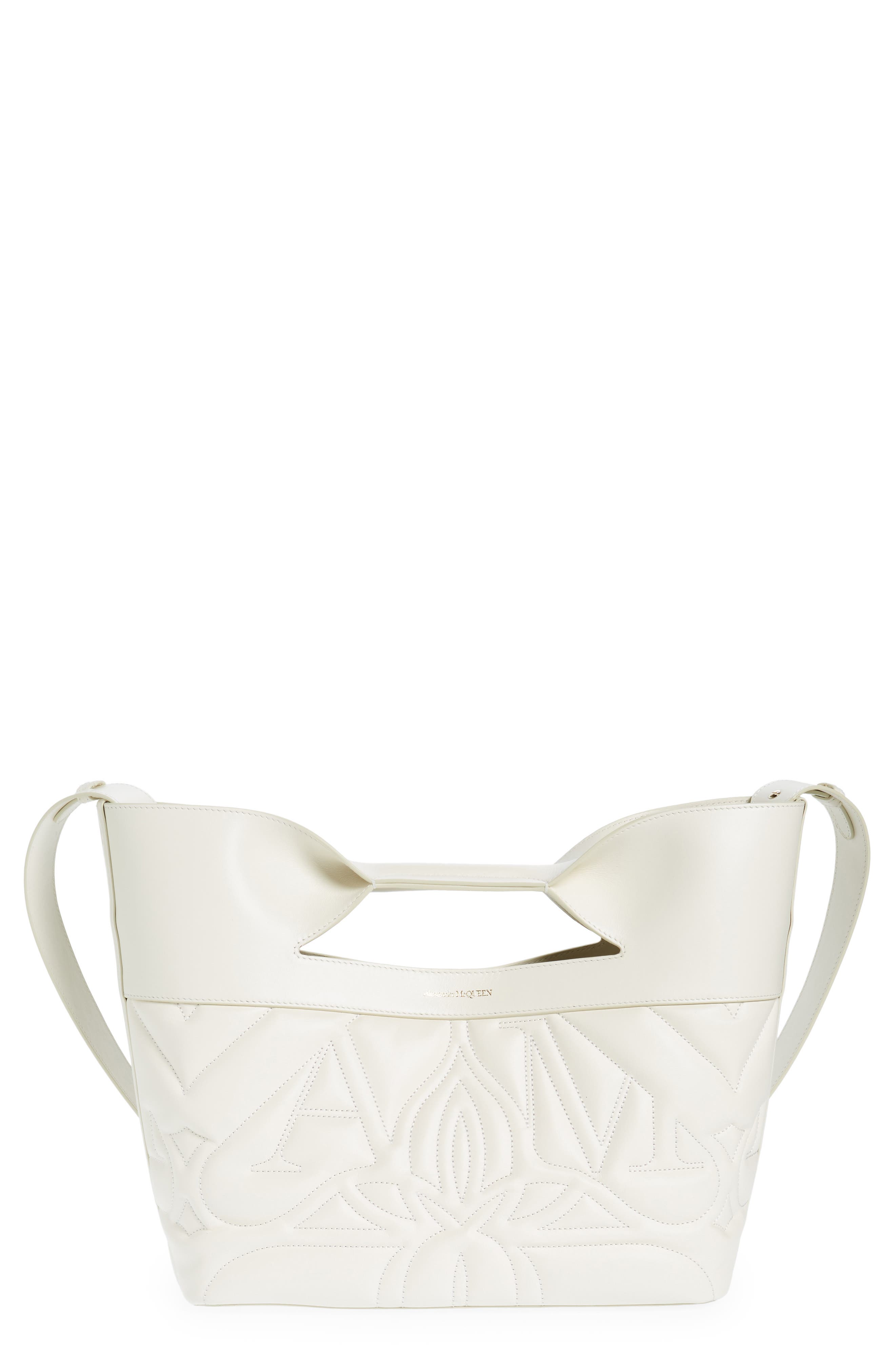 McQueen The Small Bow Leather Quilted Tote, Main, color, 