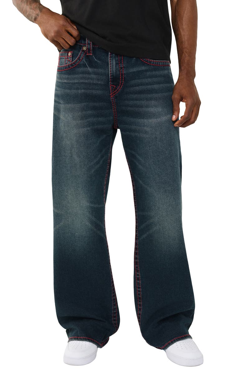 True Religion Vinny Big T Ultra Baggy Jeans, Main, color, Night Rush Blue Black Wash