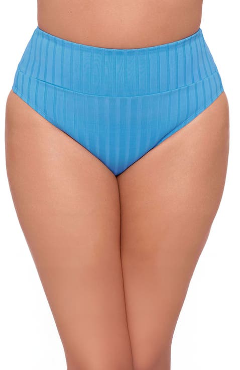 Wide Ribbed Ultra High Waist Banded Swim Bottoms
