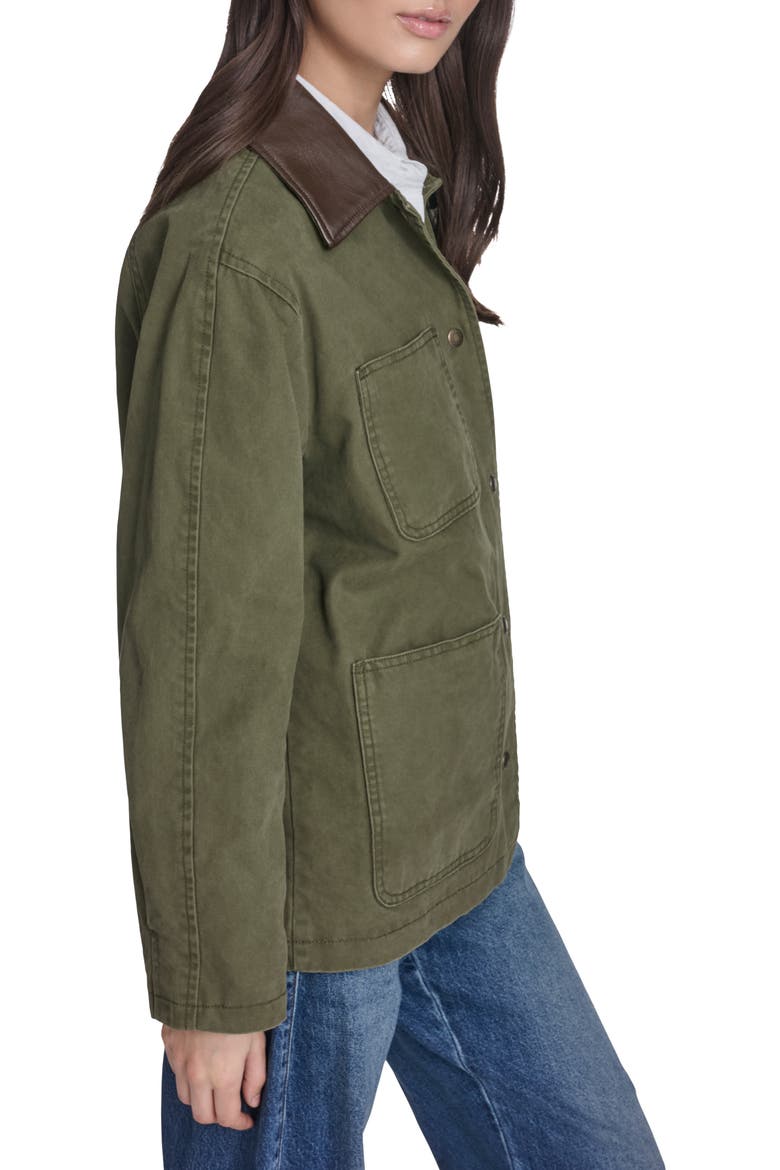 Contrast Collar Field Jacket, Alternate, color, OLIVE