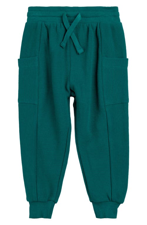 MILES THE LABEL Kids' Spruced Up Ottoman Rib Organic Cotton Joggers in Teal 