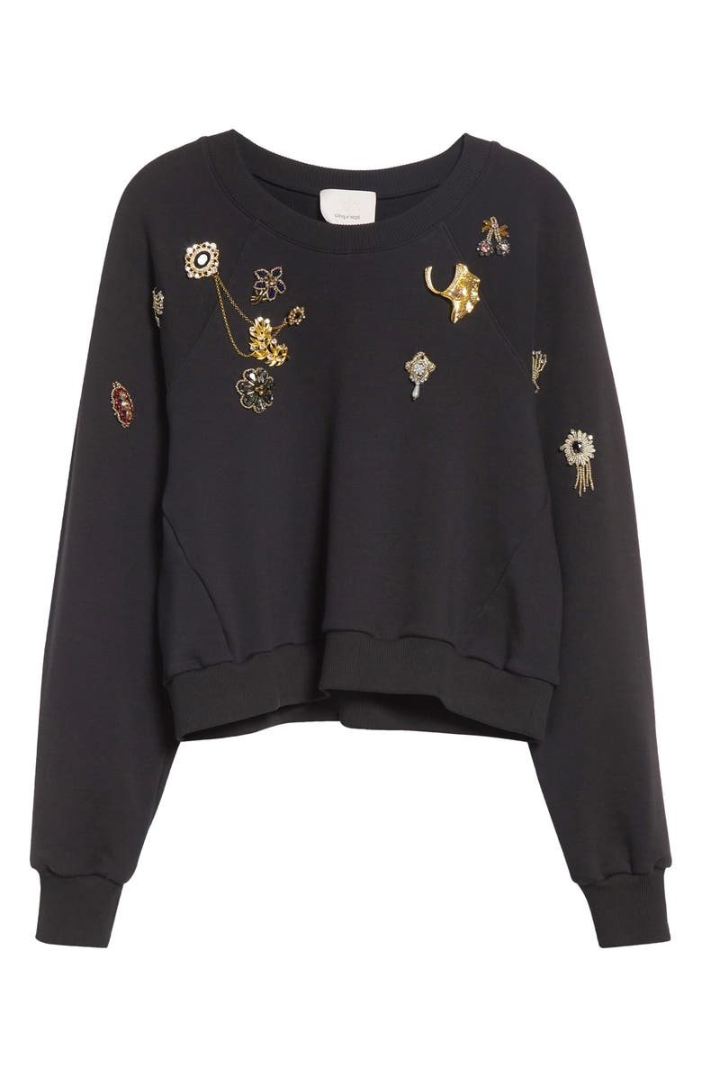 Cinq à Sept Jennifer Gold Brooches Sweatshirt, Main, color, Black