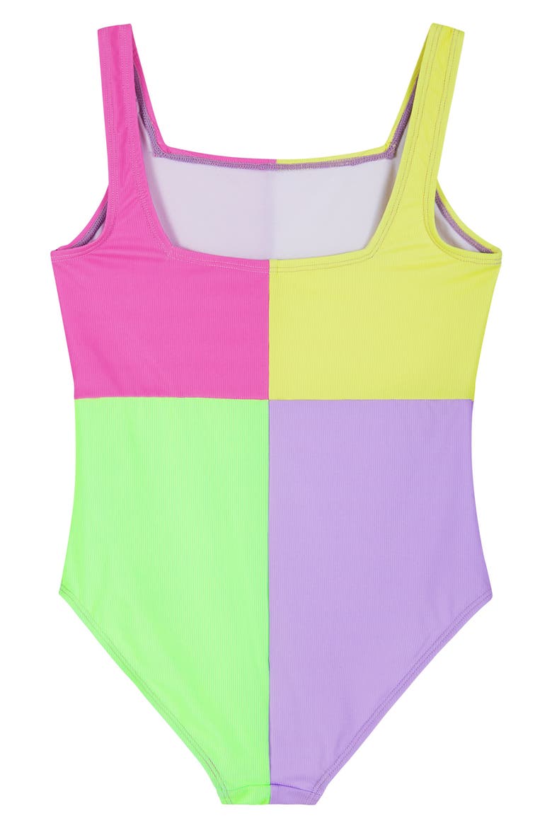 Kids' Colorblock One-Piece Swimsuit, Alternate, color, YELLOW COLORBLOCK