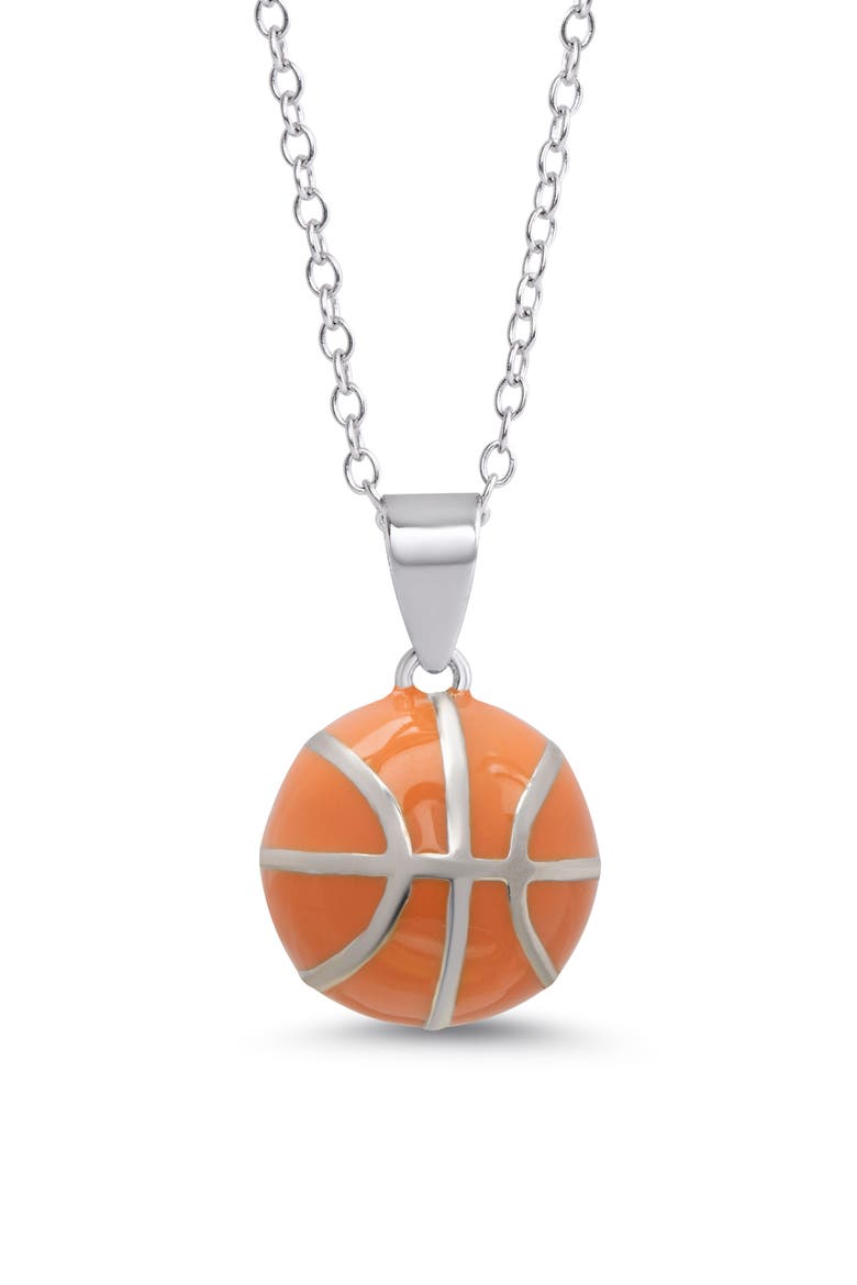 3D Basketball Necklace, Main, color, SILVER