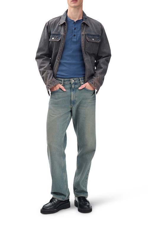 Rag & Bone Classic Flame Slub Cotton Henley In Blue