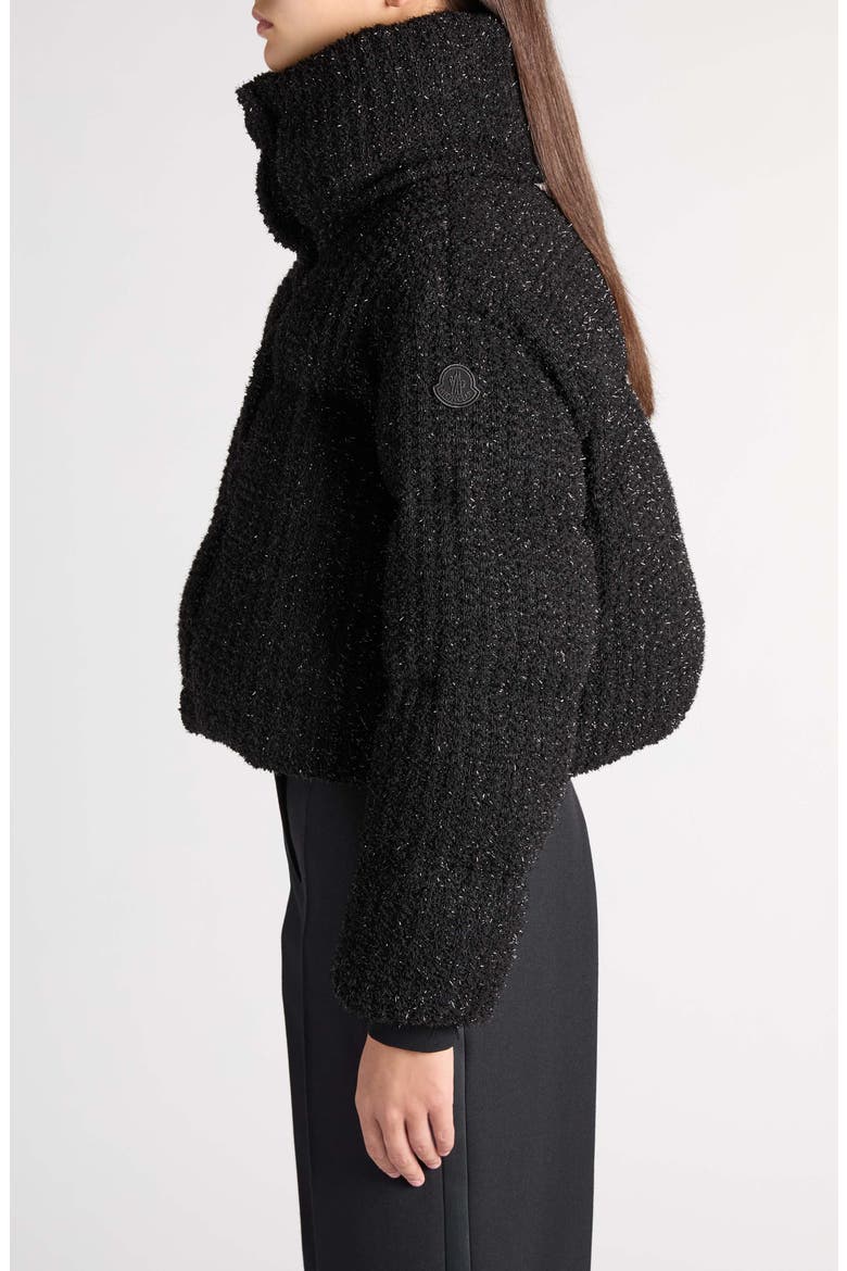 Almee Metallic Tweed Puffer Jacket, Alternate, color, BLACK