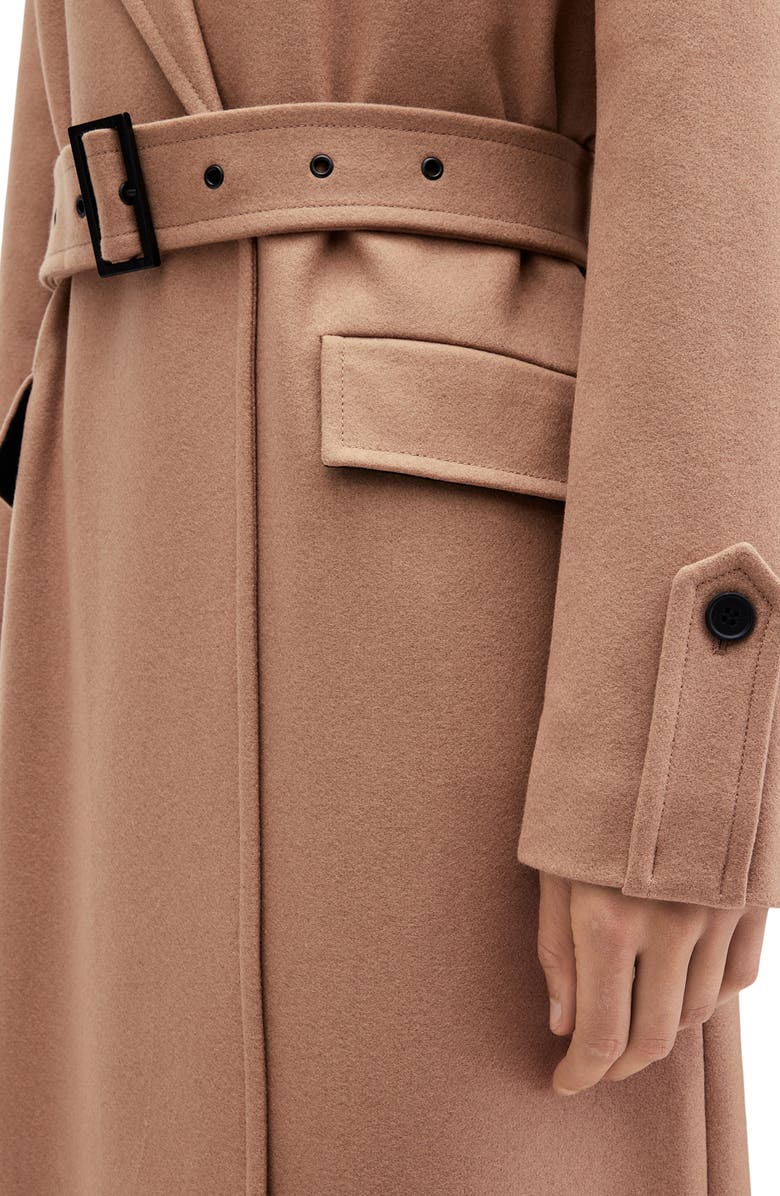 AllSaints Augusta Wool Blend Trench Coat, Alternate, color, Camel Brown