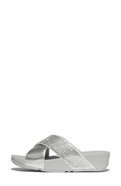 Fitflop Lulu Crystal Embellished Slide Sandal In Silver