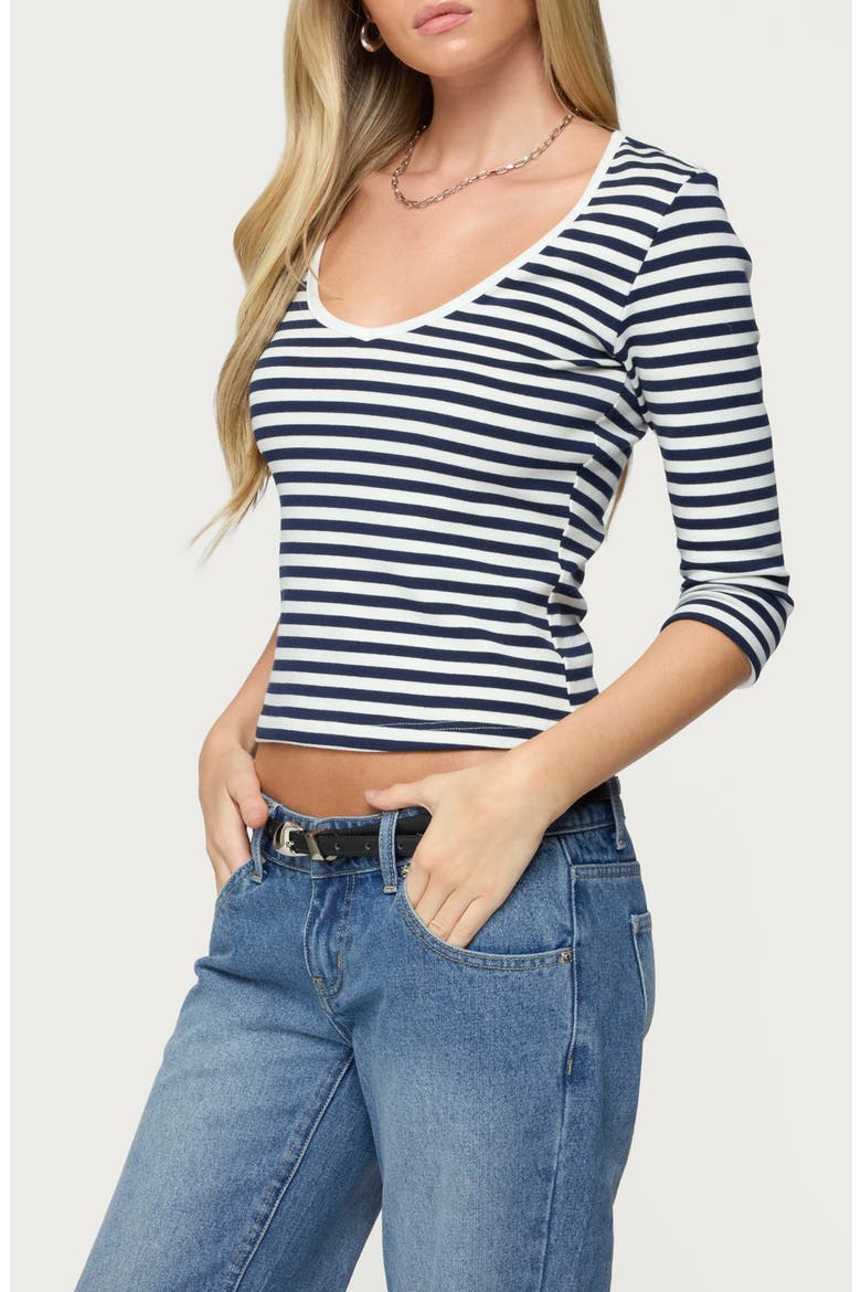 Poppie Stripe T-Shirt, Alternate, color, NAVY-AND-WHITE