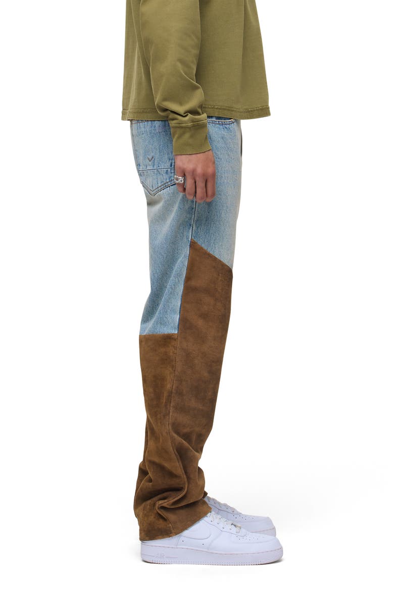 Relaxed Fit Denim & Suede Work Pants, Alternate, color, MONROE