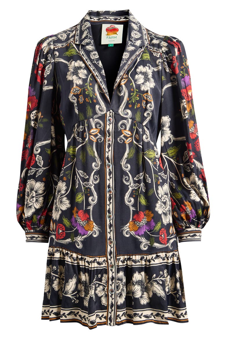 Roccoco Floral Minidress, Alternate, color, BLACK