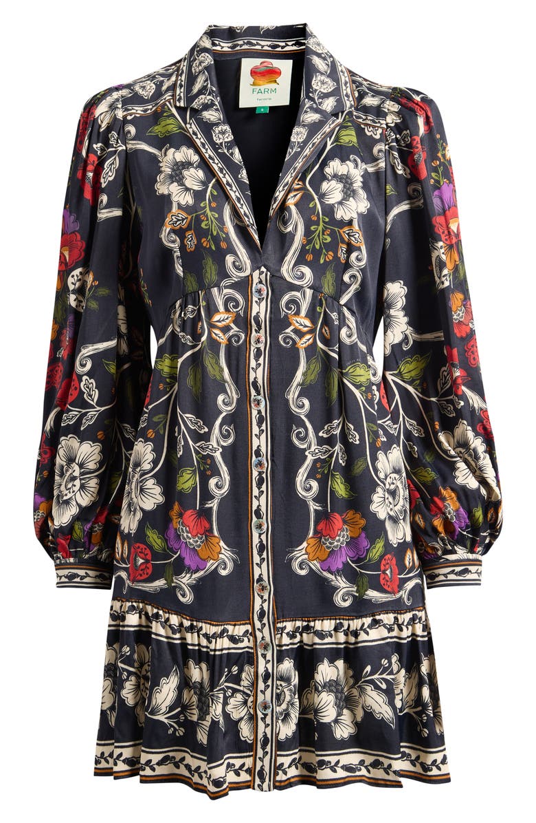 FARM Rio Roccoco Floral Minidress, Alternate, color, Black