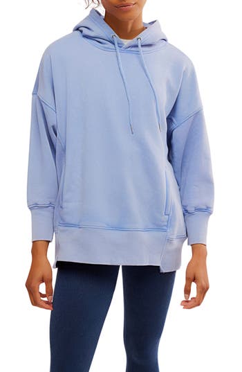 Free People Fp Movement Sprint To The Finish Oversize Cotton Blend Hoodie In Blue