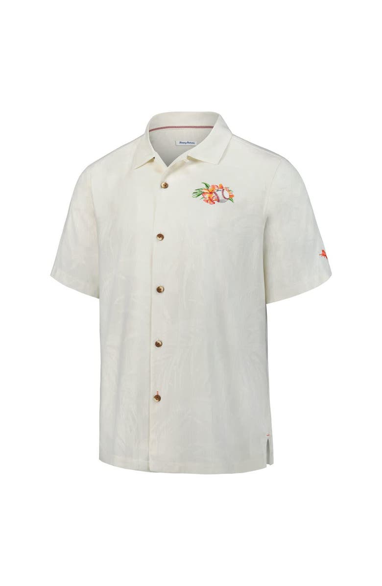 Tommy Bahama Men's Tommy Bahama White Michigan Wolverines Grand Slam Bay Camp Button-Up Shirt, Alternate, color, 