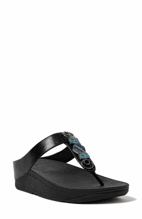 FitFlop Fino Stone Toe Post Wedge Sandal