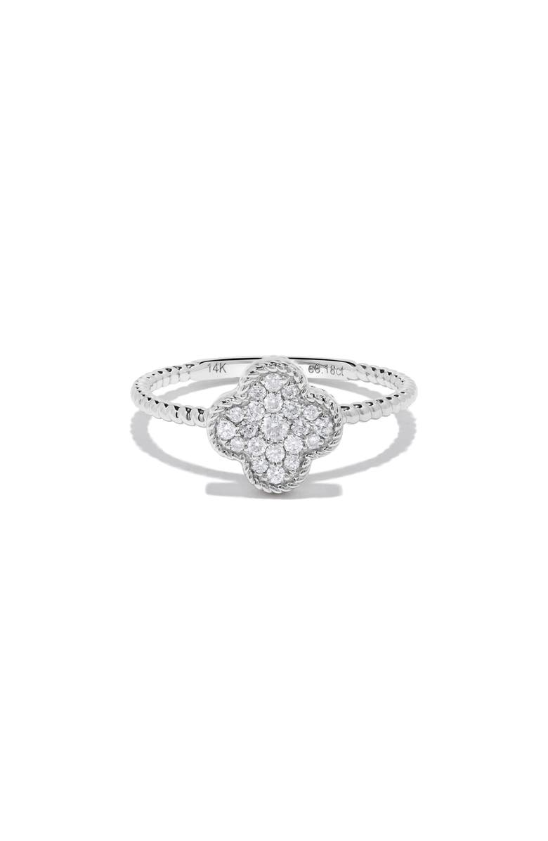 H.J. Namdar 14K White Gold Pavé Diamond Clover Ring - 0.18ct., Main, color, 