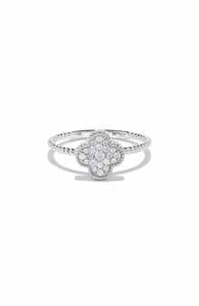 H.J. Namdar 14K White Gold Pavé Diamond Clover Ring - 0.18ct.