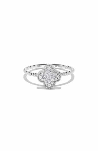 H.J. Namdar 14K White Gold Pavé Diamond Clover Ring - 0.18ct.