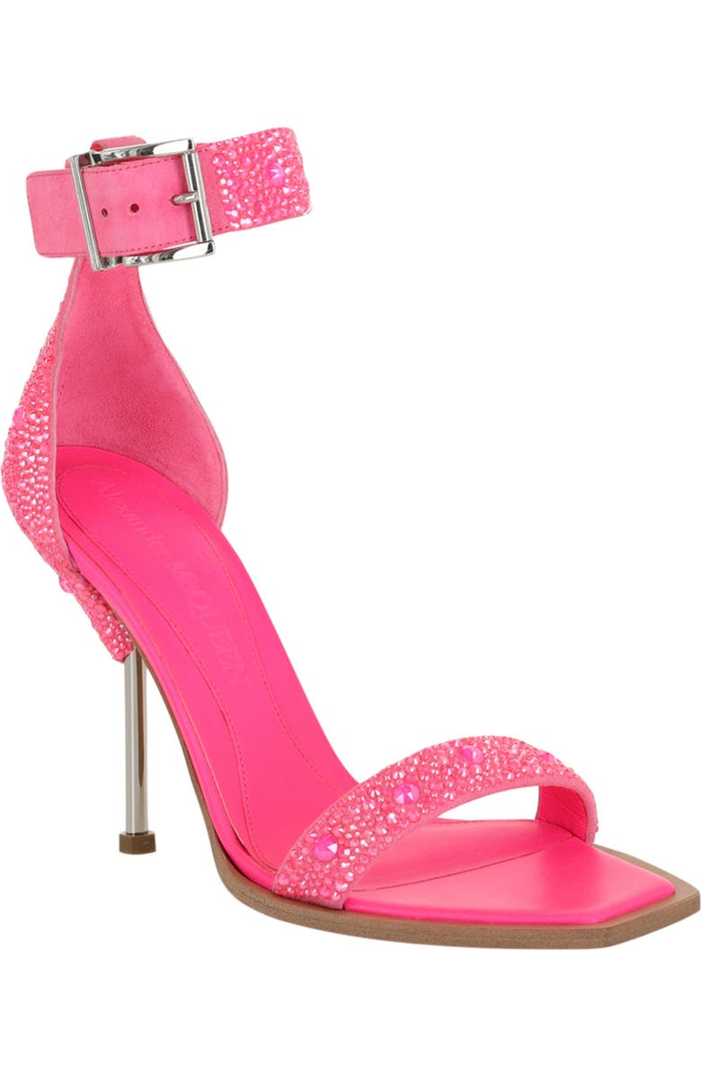 McQueen Crystal Embellished Sandal, Main, color, Pink Silver