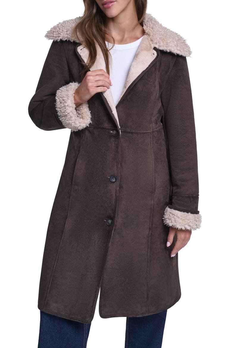 Penny Lane Faux Shearling Coat, Alternate, color, MOLASSES