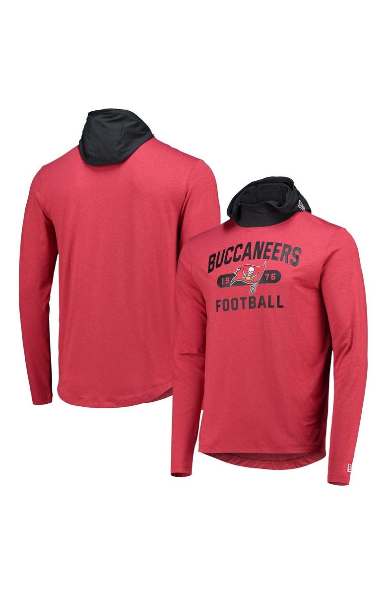 New Era Men's New Era Red/Black Tampa Bay Buccaneers Active Block Hoodie Long Sleeve T-Shirt, Main, color,