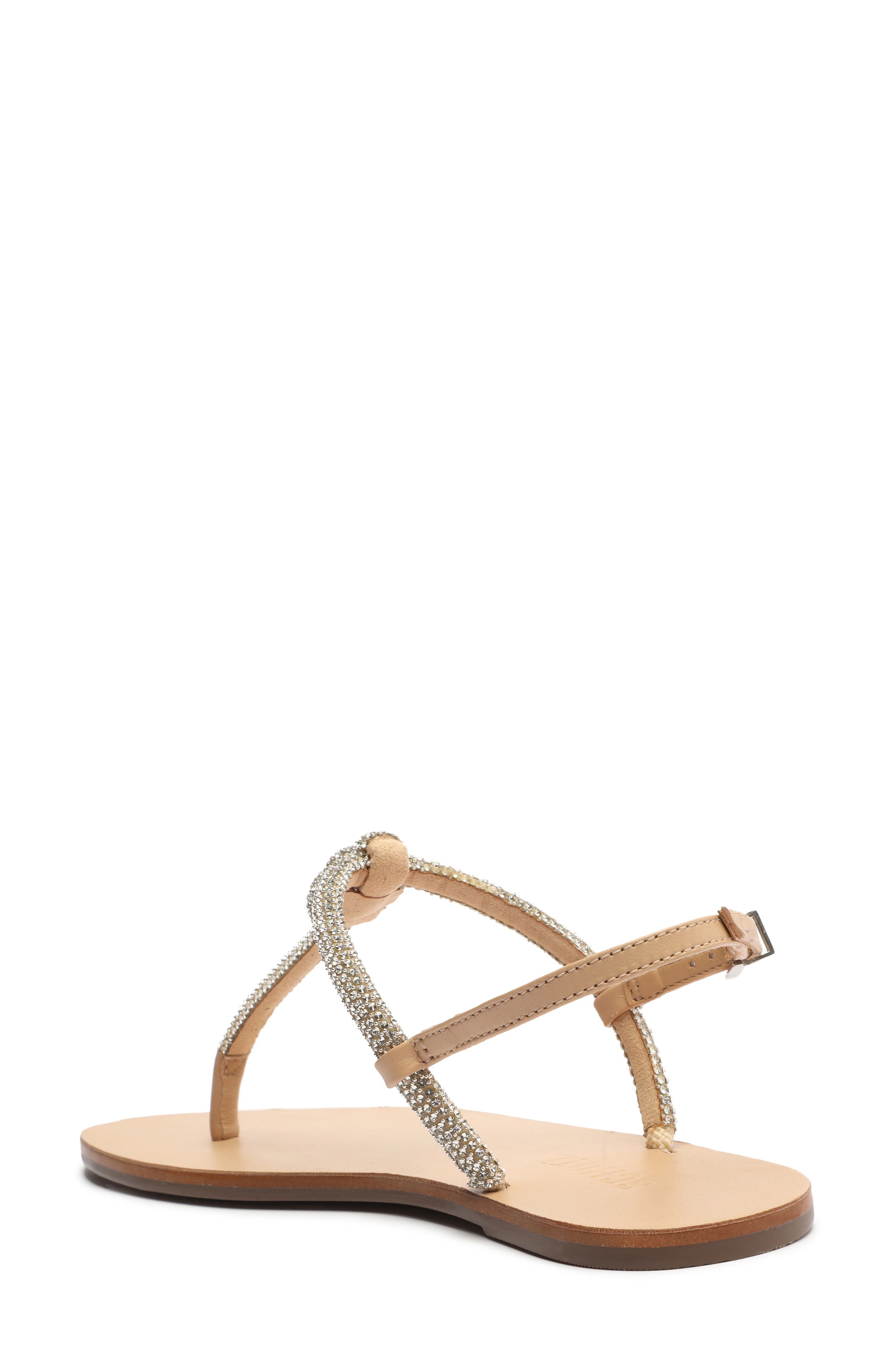 Pearly Crystal Embellished Flat Sandal, Alternate, color, LIGHT NUDE/ CRISTAL