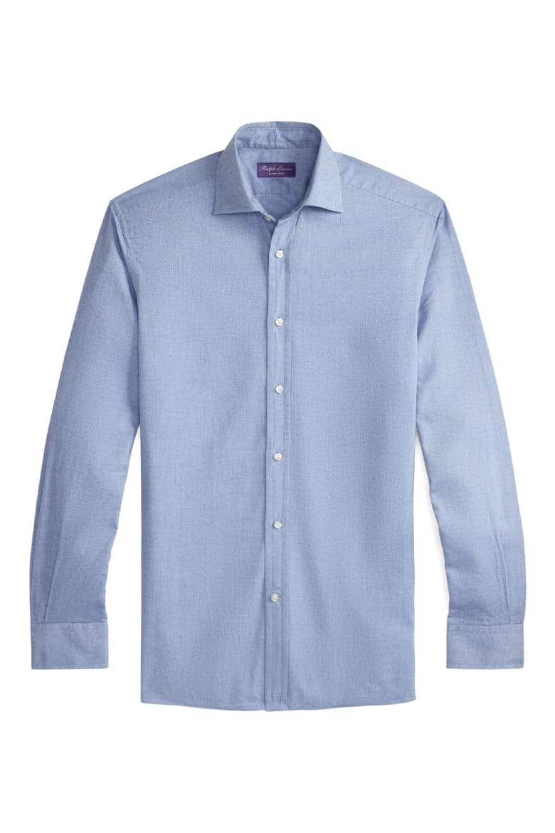 Aston Cotton Herringbone Button-Up Shirt, Alternate, color, BLUE