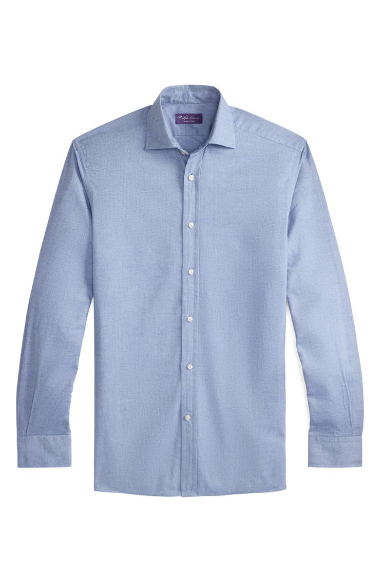 Ralph Lauren Purple Label Aston Cotton Herringbone Button-Up Shirt, Alternate, color, Blue