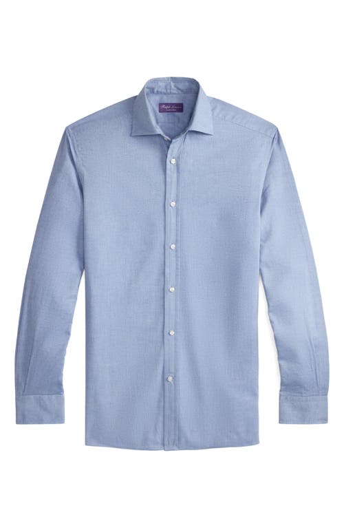 Ralph Lauren Purple Label Aston Cotton Herringbone Button-up Shirt In Blue