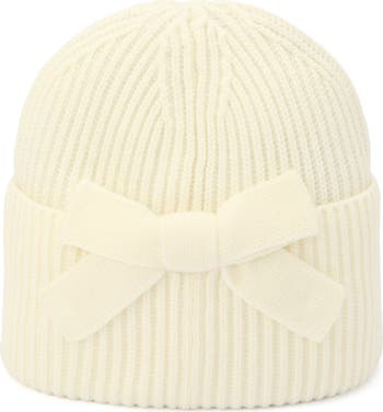 kate spade♠️ Knit Bow beanie in soft cream kate spade new york 2-Piece Bow Beanie & Gloves Set on SALE  main image 4