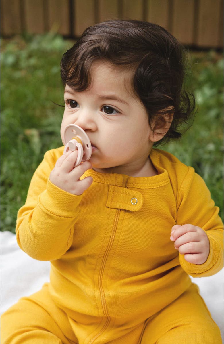 Leveret Footed Solid Cotton Matching Family Pajamas, Alternate, color, Mustard