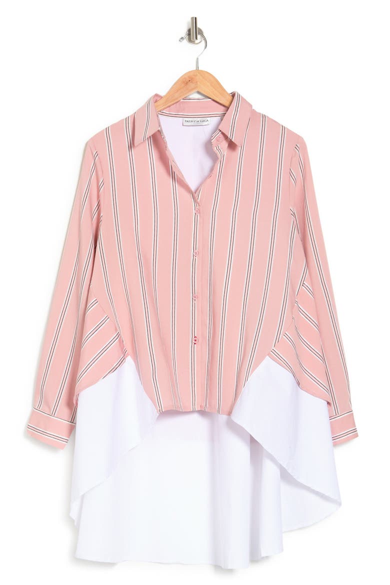 Stripe Print Panel Insert Blouse, Alternate, color, PINK STRIPE