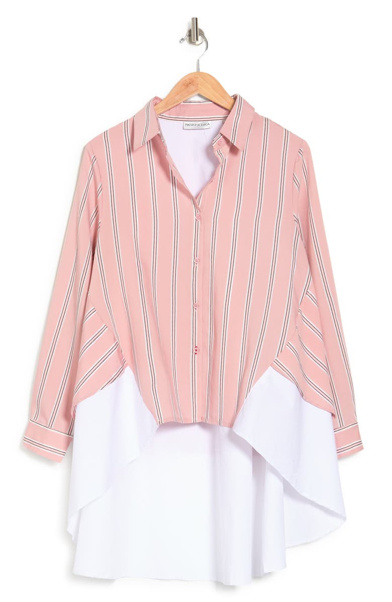 PATRIZIA LUCA Stripe Print Panel Insert Blouse, Alternate, color, 