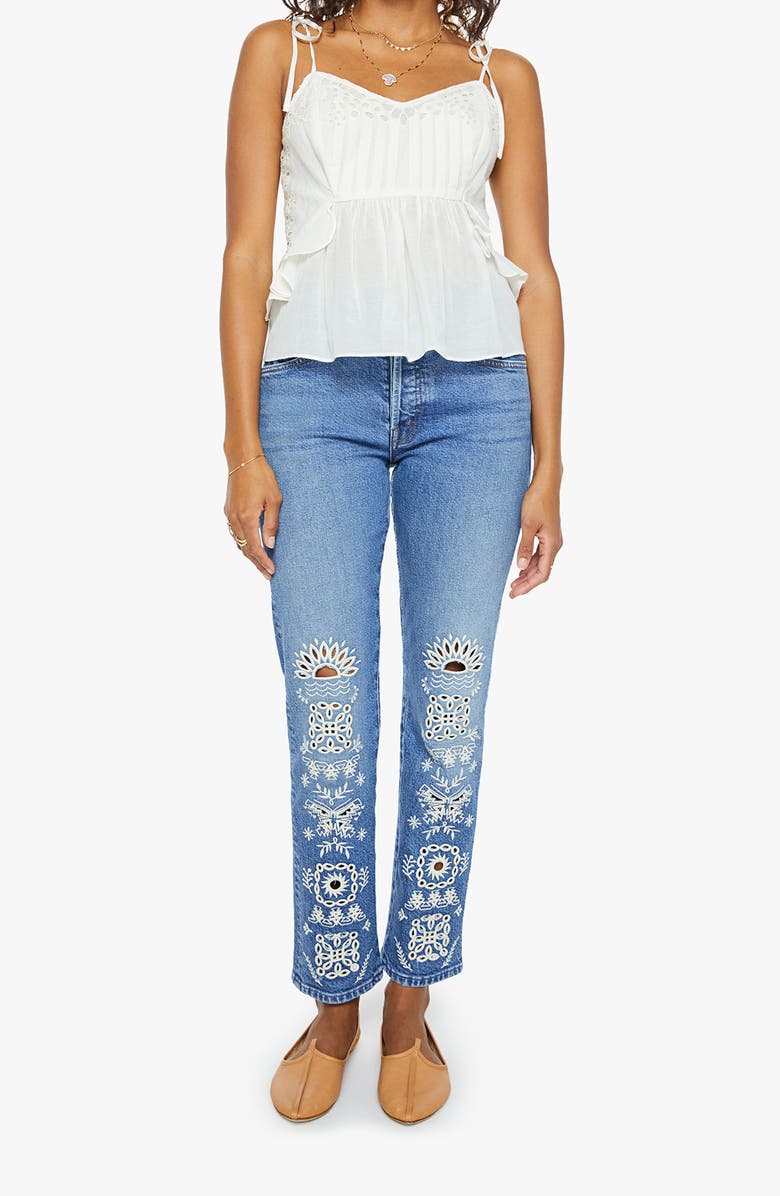 MOTHER The Fluttering Eyelet Ruffle Camisole, Alternate, color,