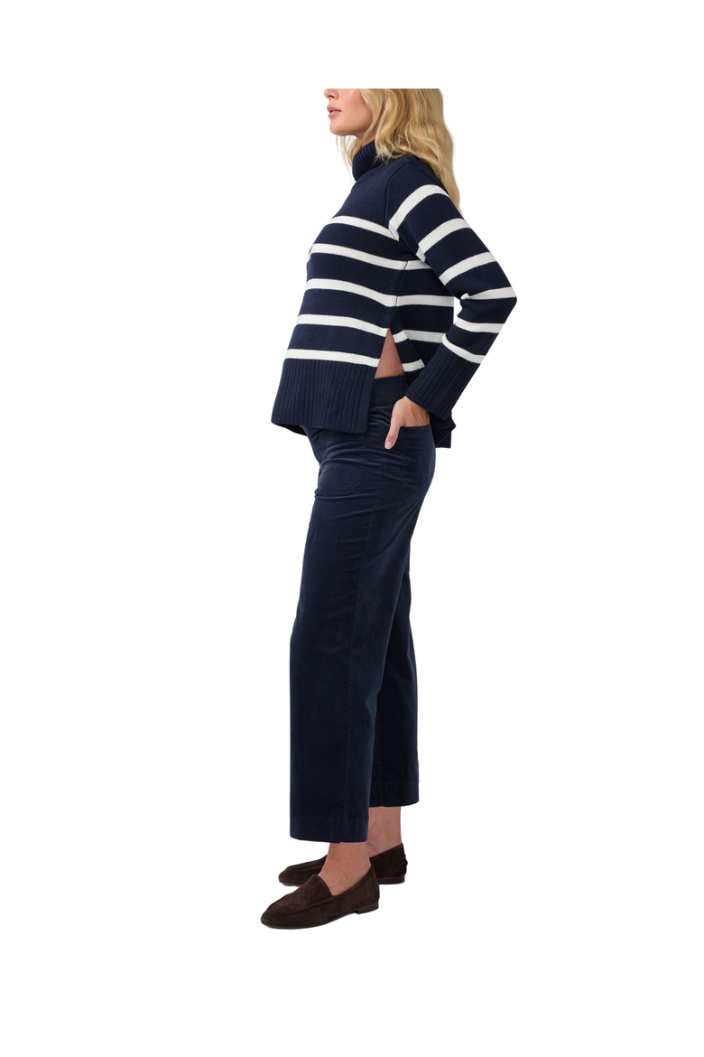 Stretch Cord Ankle Maternity Pant, Alternate, color, Navy