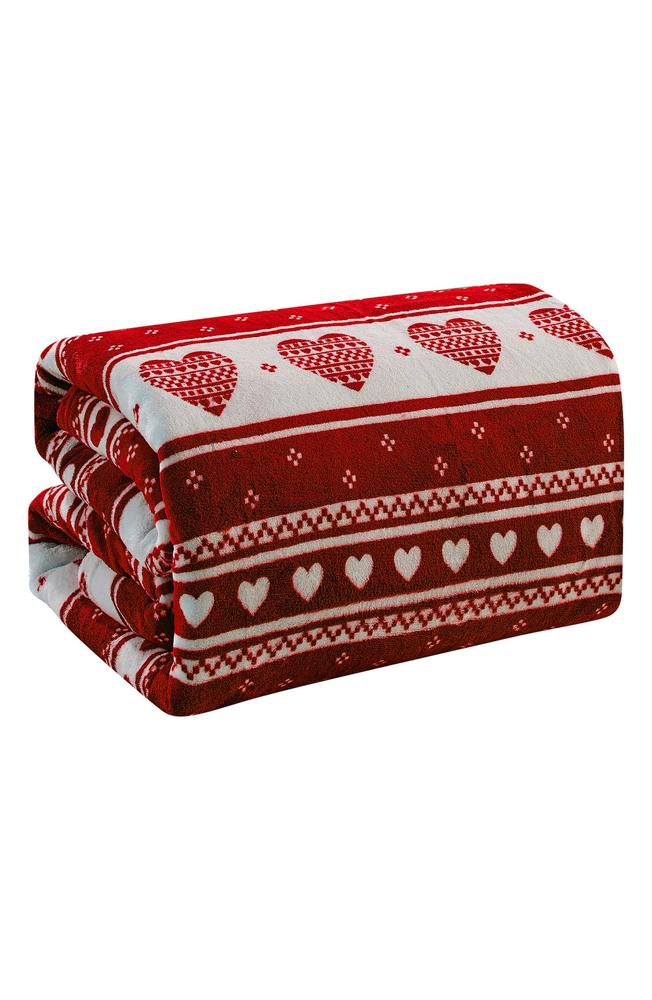 Luxury Home Heartfelt Fleece Throw Blanket In Burgundy