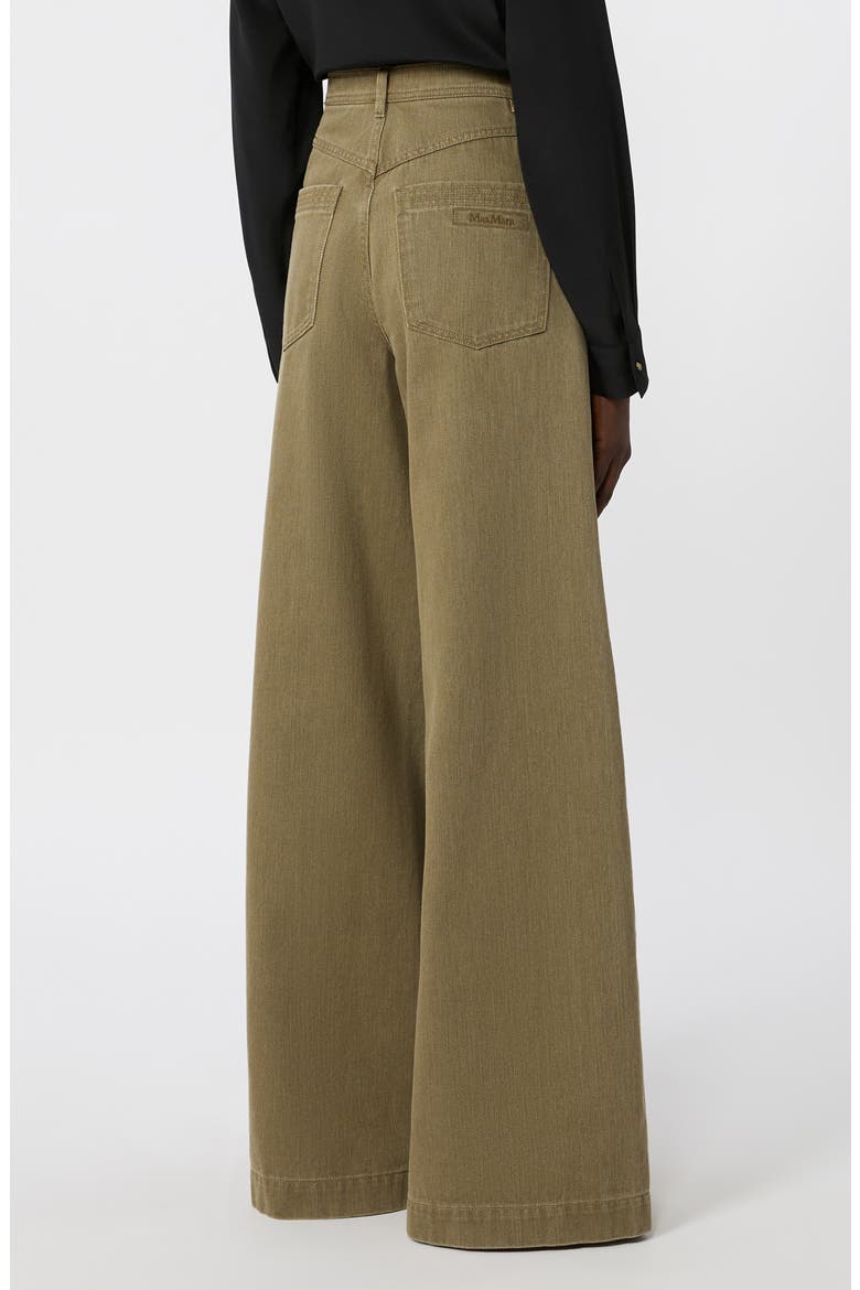 High Waist Coated Cotton Bull Denim Wide Leg Pants, Alternate, color, KAKI
