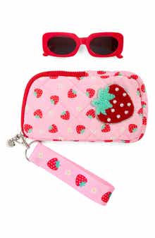 OMG Accessories Kids' Berry Square Sunglasses & Zip Around Case Set