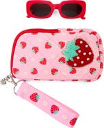 OMG Accessories Kids' Berry Square Sunglasses & Zip Around Case Set